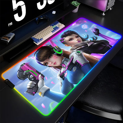 Mouse Pad Gamer Keyboard Pad Overwatch Sombra Desk Mouse Mat LED Carpet Rubber Gaming RGB Notebook Kawaii Mousepad