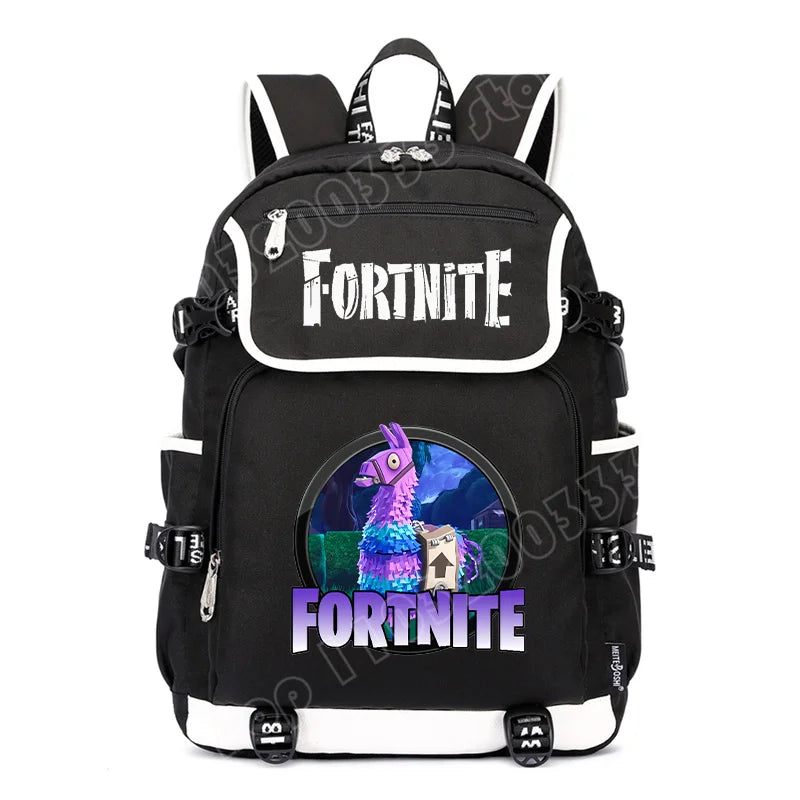 Zaino Fortnites di grande capacità, borsa casual a tracolla con porta USB, unisex, stile anime, cartella per studenti, nuovo regalo di cancelleria elegante