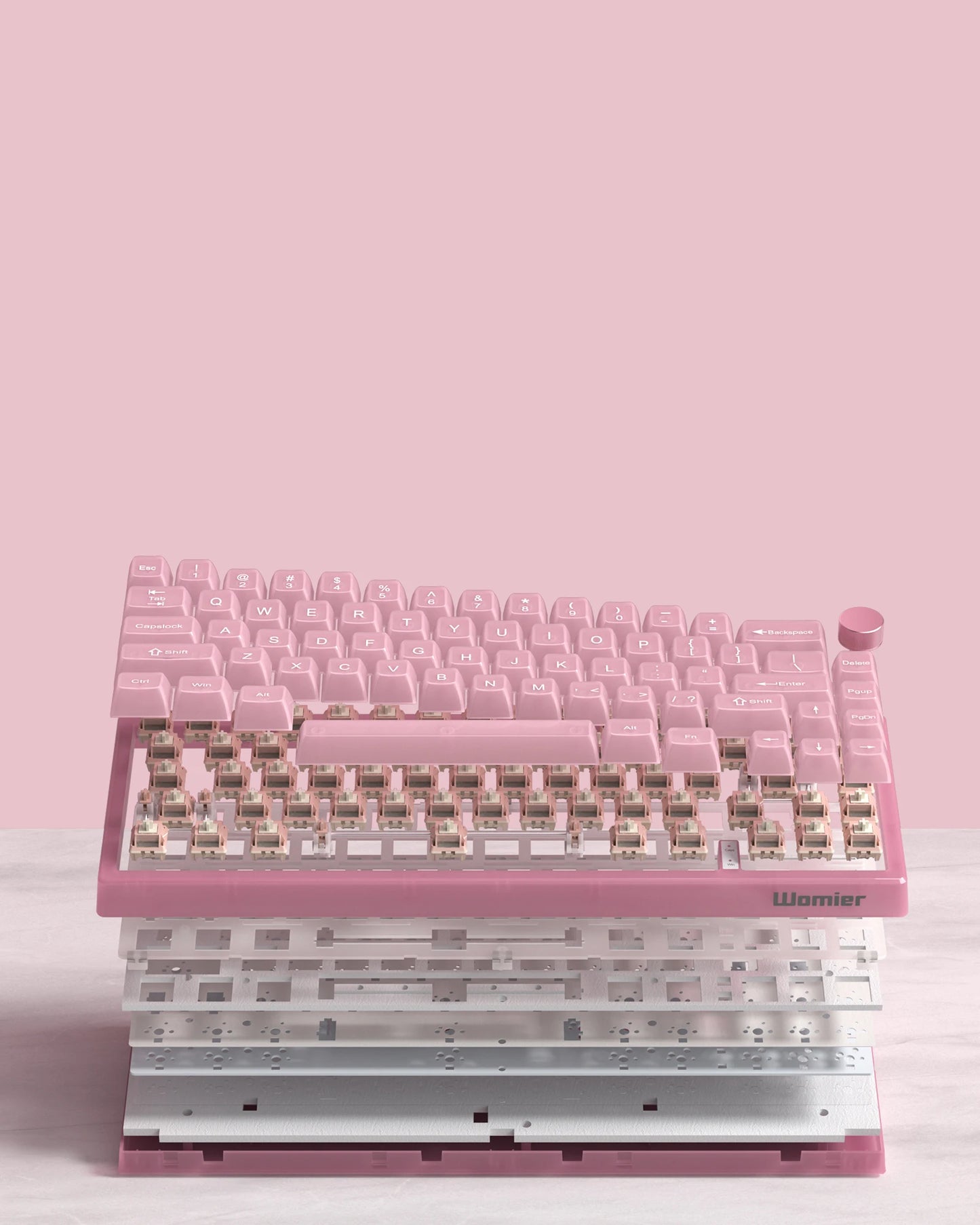 Womier VK66 PRO Pink Hot Swap Gaming Keyboard Gasket Mount RGB Gamer Keyboard Wired QMK/VIA Mechanical Keyboard for Win Mac PC
