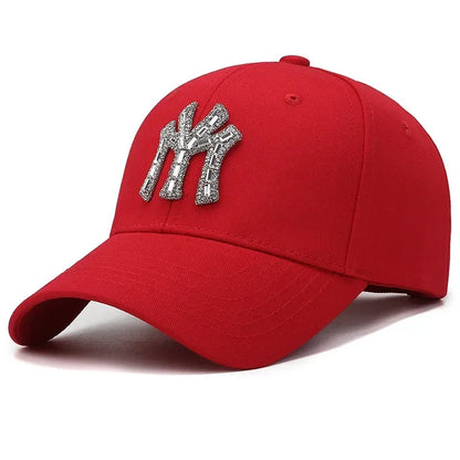 MY Rhinestone-kasket til kvinder – forår og efterår – streetwear, casual, udendørs, Duck Tongue-kasket, mode, alsidig baseballkasket, solskærm