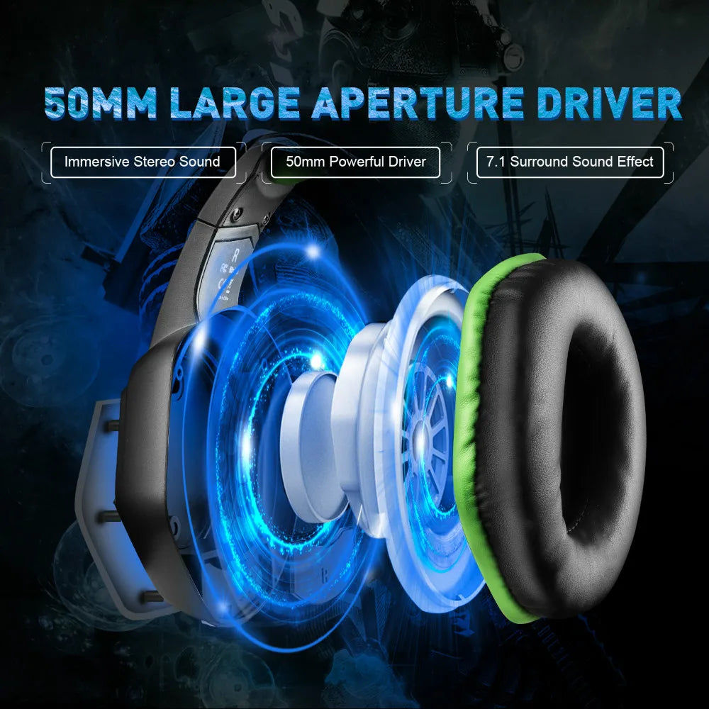 EKSA E1000 USB Gaming Headset for PC, PS4 & PS5, 7.1 Surround Sound Gaming Headset with Noise Cancelling Microphone, RGB Wired Gaming Headphones