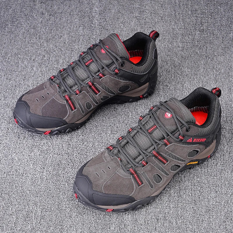 HIKEUP Hiking Shoes Men's Winter Climbing Trekking Sneakers for Men Leather Breathable Outdoor Anti-Skid Sports Work Shoes