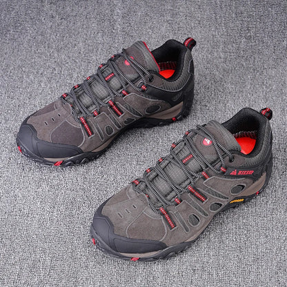 HIKEUP Hiking Shoes Men's Winter Climbing Trekking Sneakers for Men Leather Breathable Outdoor Anti-Skid Sports Work Shoes