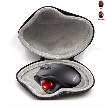 2400DPI Trackball Mouse, 2.4G & Bluetooth Rechargeable Mouse with EVA Case Bag Vertical Ergonomic Mice for Laptop iPad MacBook