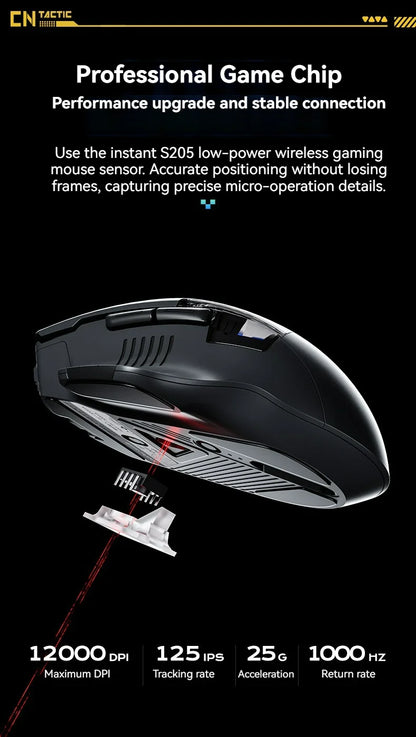 Inphic A9 Pro Three-mode Game Mouse Colorful Light Guide Pillar Power Indicator DPI Adjustable Macro-driver Ergonomics 12800DPI
