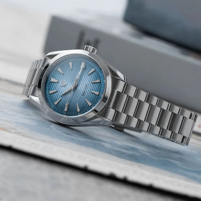 Watchdives WD0006-ur, VH31-urværk med jævn sekundviser, buet safirglas, BGW9-lysende belægning, vandtæt til 10 bar, 38 mm, vintage-stil