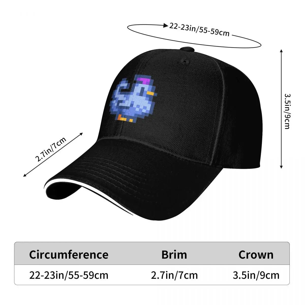 Stardew Valley Blue Chicken Baseball Cap Golf Hat derby hat Sun Hat For Children Military Tactical Cap Caps Male Women's
