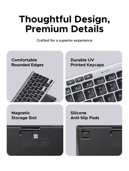 UGREEN Keyboard Wireless Bluetooth 5.3 2.4G Russian/EN 78 Keycaps For MacBook iPad PC Tablet  Scissor Foot Structure