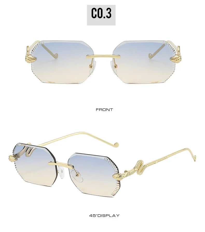 Fashion snake-shaped metal decorative sunglasses - unisex irregular frame, UV protection, sunshades