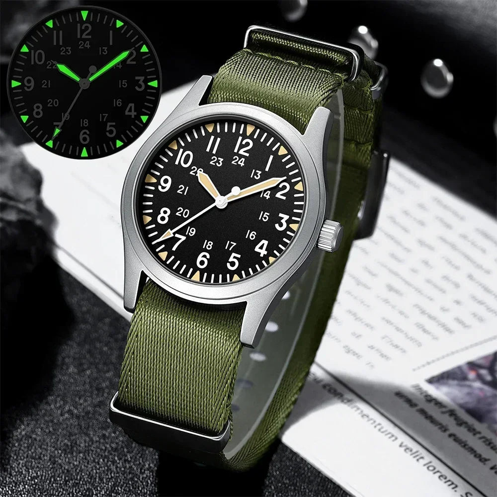 MILITREK 2026 New Military Retro Men's VH31 Quartz Watch 37mm Sapphire Stainless Steel 100m Waterproof C3 Luminous Watch for Men