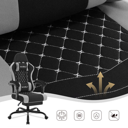 Silla de ordenador giratoria WOLTU con función de masaje, silla de oficina ergonómica con almohada y reposapiés, silla gaming ajustable en altura