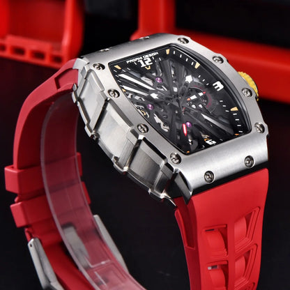 2026 New PAGANI DESIGN Men's Quartz Watches VH65 Movt Skeleton Dial 100M Waterproof Sport Rectangle Sapphire Glass Watch for Men