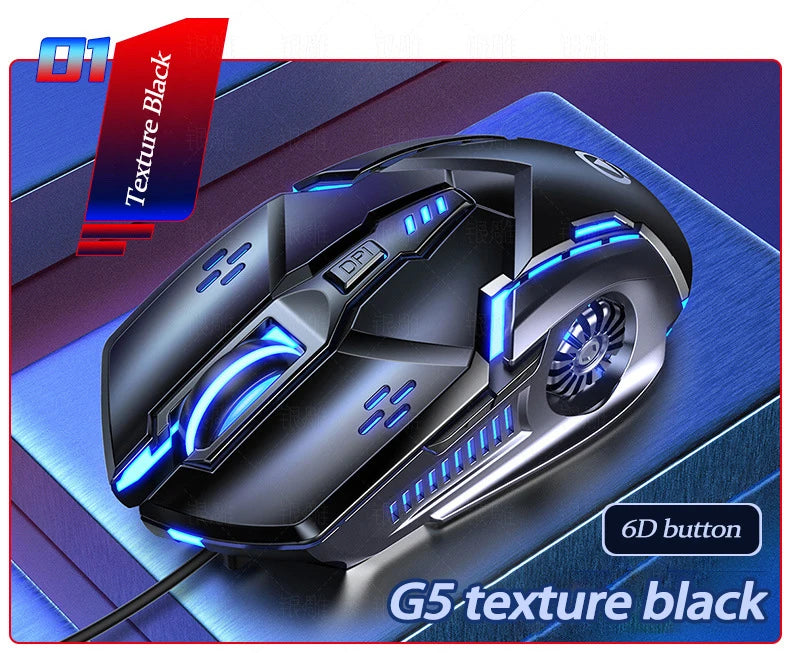 UTHAI G5 Six key 3200DPI wired illuminated gaming mouse, e-sports mechanical mute computer accessories