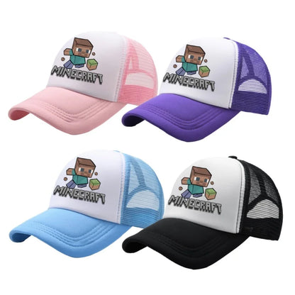 Minecraft Baseball Caps MC Pixel Game Character Print Peaked Adjustable Cartoon Sun Hat Summer Outdoor Mesh Casual Caps Gifts