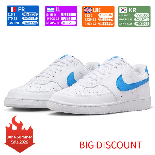 „Nike Court Vision 1 Low Next Nature“ – patogūs, universalūs ir patvarūs žemi krepšinio bateliai moterims, balti/mėlyni, DH3158-107