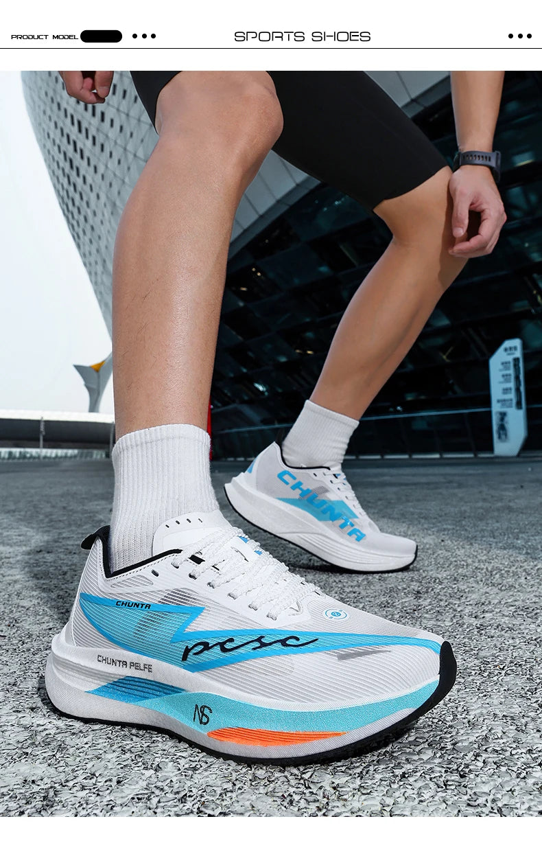 Men Running Shoes Carbon Board Speciality Marathon Sports Breathable Lightweight Women's Comfortable Nonskid Chunta Sneakers