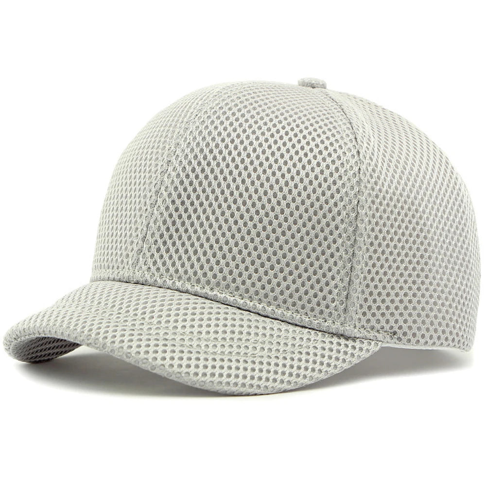 HT4828 5CM Short Brim Baseball Cap Male 6 Panels Baseball Hat Breathable Mesh Trucker Cap Men Women Solid Plain Snapback Cap