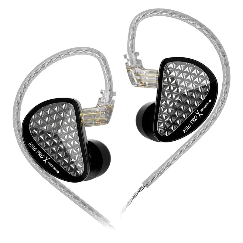 Auriculares intra-auriculares monitor KZ AS16 PRO X HiFi – auscultadores com fios com 8 drivers de armadura balanceada e microfone