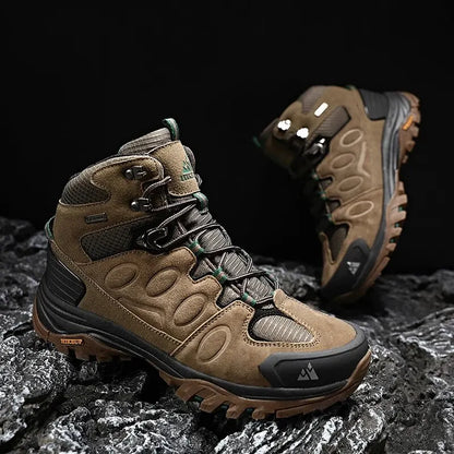 HIKEUP-Bottes de randonnée en daim pour hommes, chaussures de plein air à lacets, bottes de sport chaudes, chaussures de trekking décontractées, non ald, haut, hiver