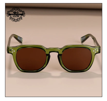 Classics Rivets Style Retro Sun Glasses for Women TR90 Frame Polygon Polarized Sunglasses UV400 Male Black Green 2025 Summer