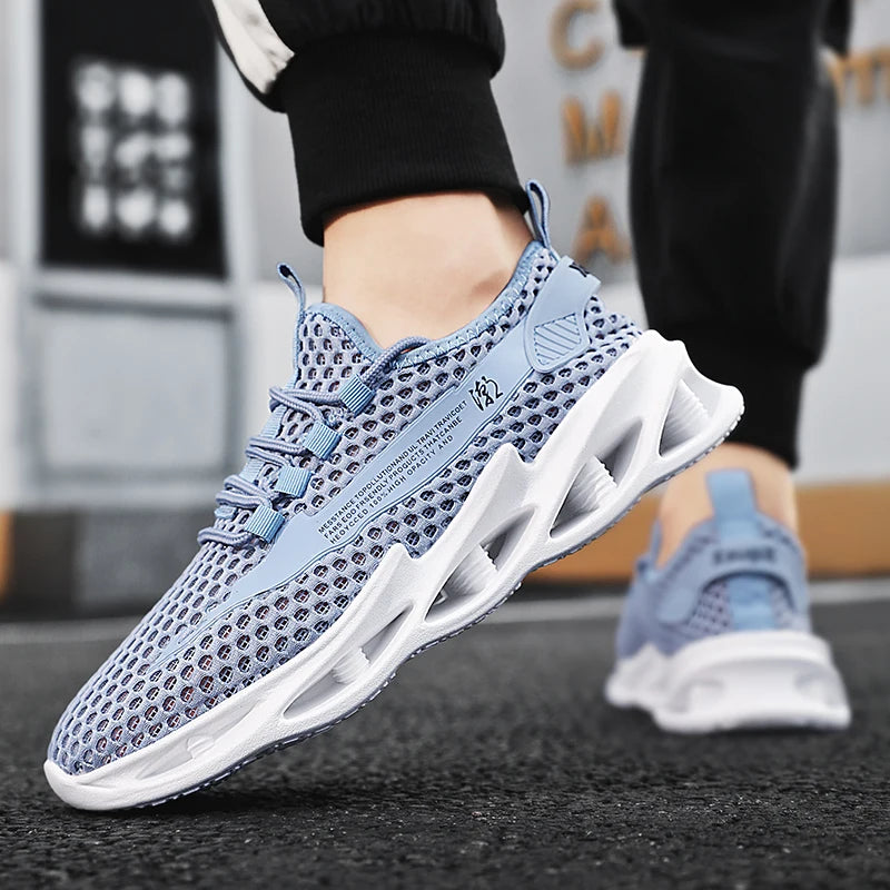 Sommer-sneakers til mænd i mesh, åndbare løbe- og tennissko til udendørs sport, Tenis Masculino, hvide casual vandresko, størrelse