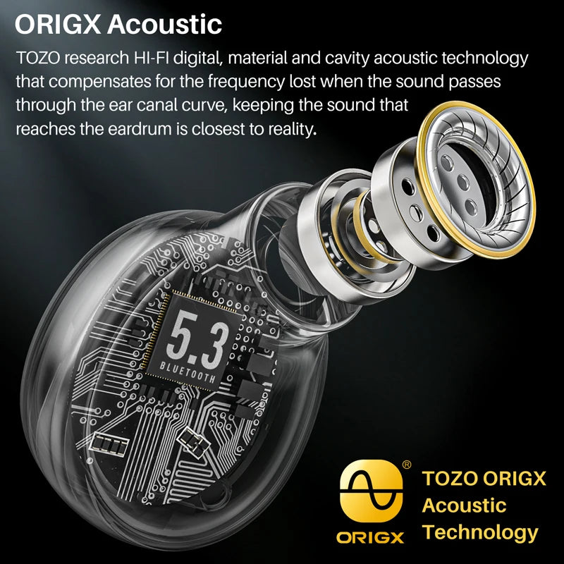TOZO T10 Bluetooth 5.3 Earphones, Wireless Headphones, AI Enhanced Calling With Deep Bass, IPX8 Waterproof Earbuds, 45H Play