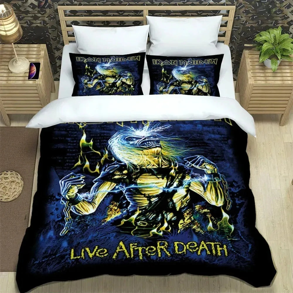 3D Rockband I-Iron-M-Maiden Bettwäsche-Sets – exquisites Bettwäscheset, Bettbezug, Bettwäscheset, luxuriöses Geburtstagsgeschenk