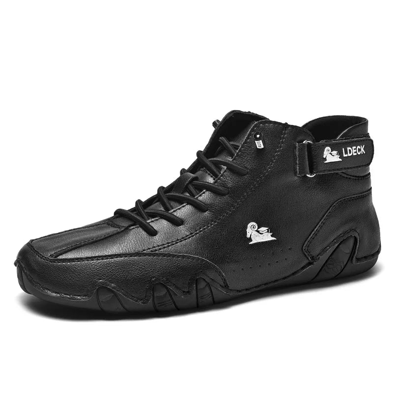 Men's Leather Casual Shoes, Non-slip Walking Sports Shoes, Handmade Shoes for Men with Free Shipping, High Top Sneakers Masculino