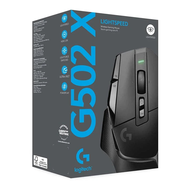 Logitech G502 X Lightspeed Wireless Gaming Mouse LIGHTFORCE hybrid optical-mechanical switches HERO 25K gaming sensor compatible New