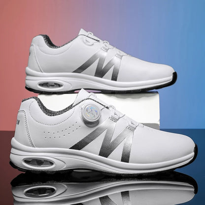 Golf Shoes Air Cushion Men Sports Running Driving Shoes Breathable Lightweight Comfortable Athletic Nonskid Rotating Sneakers