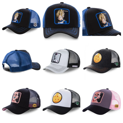 New Dragon Ball Son Goku Cap Summer Travel Peaked Cap Men's Embroidery Hip-Hop Cap Style Sun Visor Adjustable Trucker Mesh Cap
