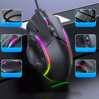 Gaming Mouse RGB Wired Mouse 12800 DPI 12 Keys Macro Definition Computer Replacement Accessories Photoelectric Working