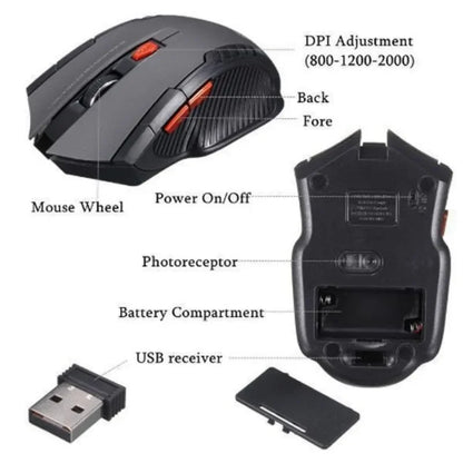 Mini Portable Mouse 2.4GHz Wireless Optical Game Mouse for PC Laptop Computer USB Receiver