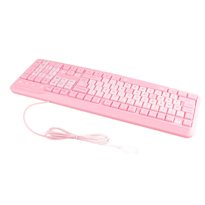 Teclado USB con cable de 104 teclas, ultrafino, con adorable diseño de dibujos animados, ergonómico y Plug and Play para PC y portátiles del hogar