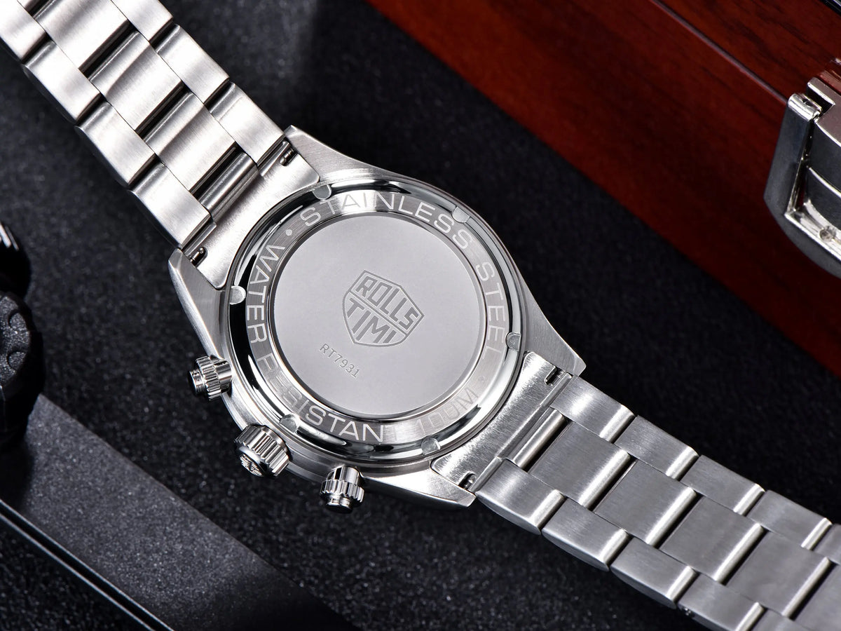 ROSSITIMI Urban Premium Men Quartz Watch Light Luxury Sports Stainless Steel VK63 Tachymeter Luminous 100m Diving Luminous Reloj