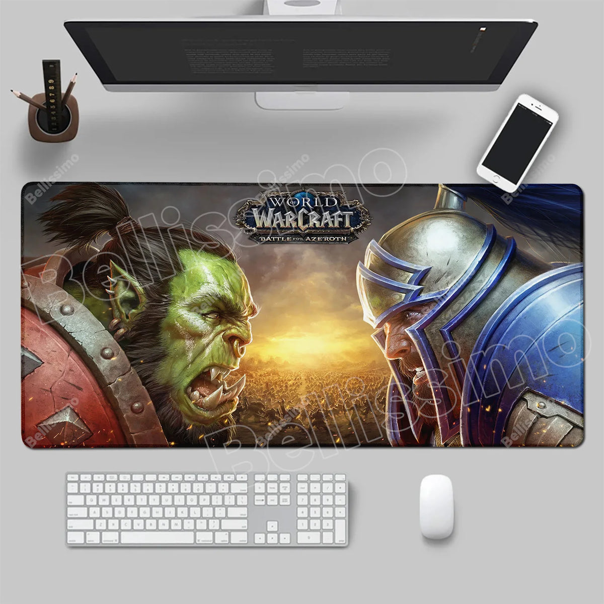 World Of Warcraft 90x40 stor spelmusmatta för spelbord, spelunderlägg för CS:GO, naturgummimatta, Grande Gamer XXL, datormusmatta