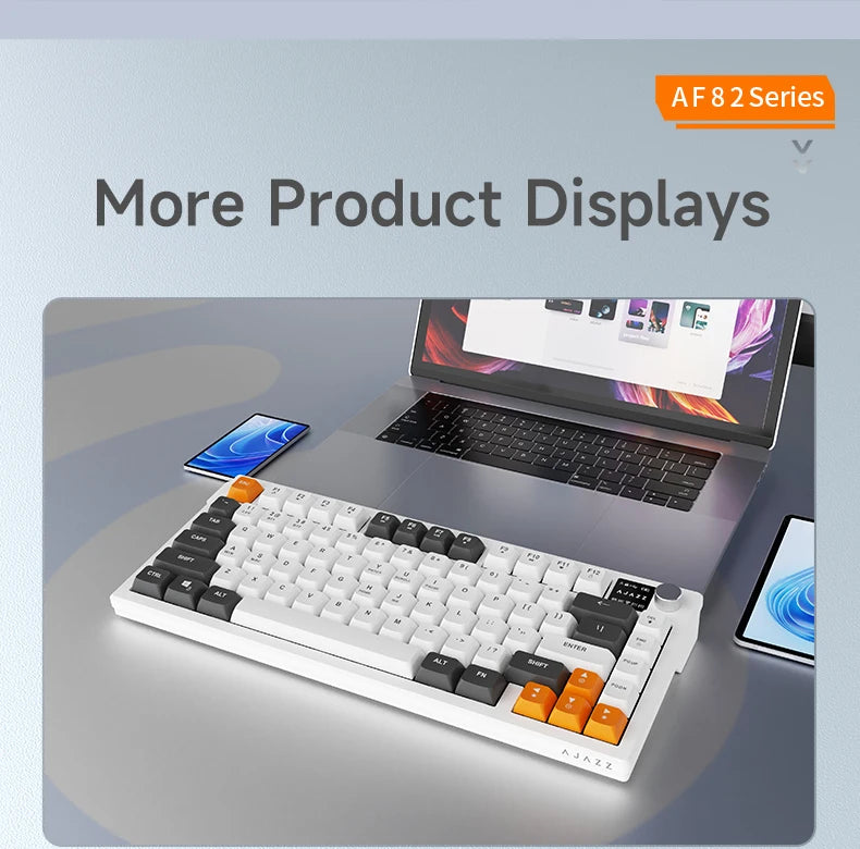 AJAZZ AF82 Office Low-Profile-Tastatur RGB kabelgebundene/kabellose Gaming-Tastatur 75%-Layout 82 Tasten 4000mAh Akku für Win/Mac