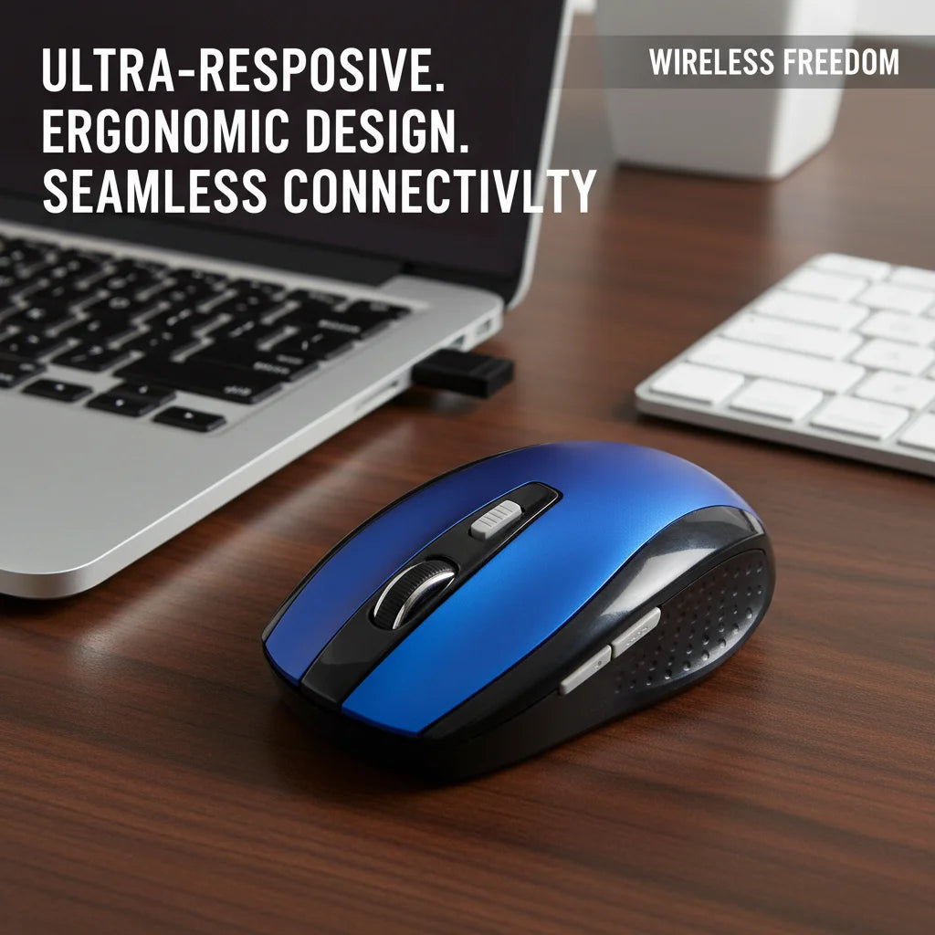 2.4G Wireless Mouse, 7500 DPI, 6 Buttons, 4-Ways Scroll Optical Gaming Mouse, Ergonomic Design For Desktop & Macbook PC Laptop