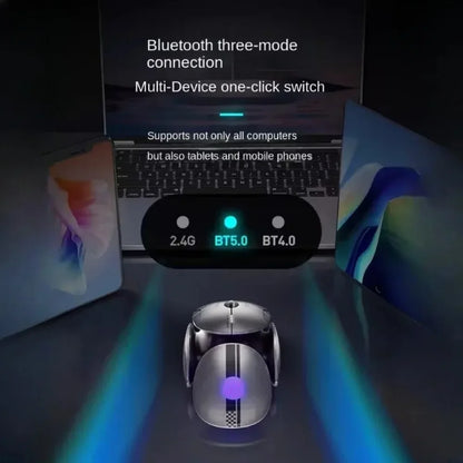 Mouse wireless Bluetooth in metallo Inphic X2 tri-mode, silenzioso, ricaricabile, e-sport, retroilluminato, per gaming, PC e laptop, idea regalo