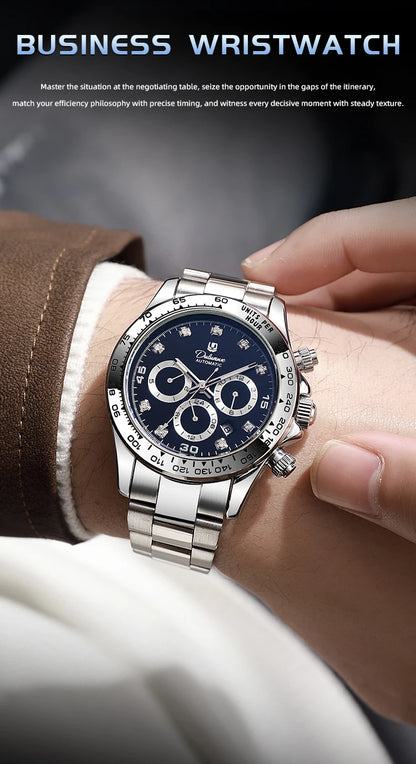 2026 NEW Automatic Mechanical Watch Man Silver Business Casual 3ATM Waterproof Multi-functional Men's Watches