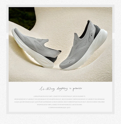 Męskie buty Li-Ning SOFT GO 2 KNIT slip-on do chodzenia, casualowe, amortyzowane, wygodne i stabilne, z siateczki LiNing, sneakersy sportowe do joggingu i na co dzień AGLV017