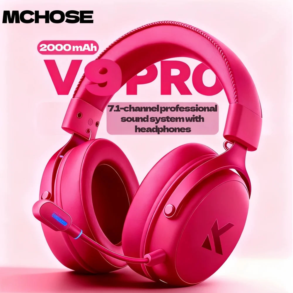 MCHOSE V9 Pro Gaming Wireless Headset 7.1 Surround Sound Headphones Noise Canceling Mic Low Latency Lightweight for PS5 PC SWITCH