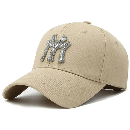 MY Rhinestone-kasket til kvinder – forår og efterår – streetwear, casual, udendørs, Duck Tongue-kasket, mode, alsidig baseballkasket, solskærm