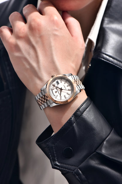 PAGANI DESIGN Luxe herenhorloge met saffierglas, lichtgevende wijzers, roestvrij staal, week- en datumweergave, mechanisch, waterdicht, ST16 herenhorloge