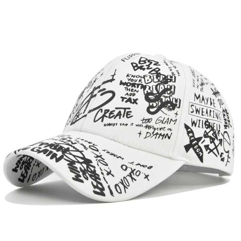 Trendy Unisex Graffiti Print Baseball Cap - Colorful Painted Visor Fashion Hat
