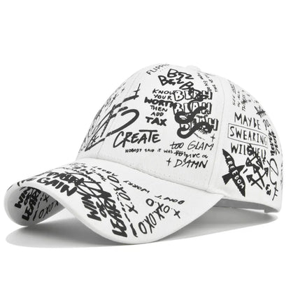 Trendy Unisex Graffiti Print Baseball Cap - Colorful Painted Visor Fashion Hat