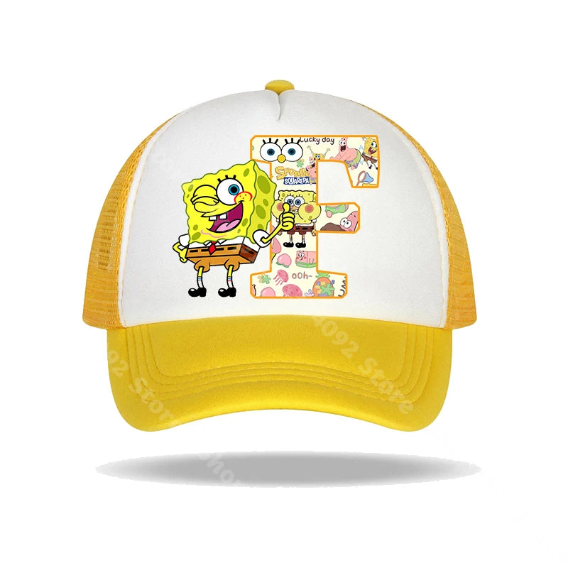Καπέλο μπέιζμπολ SpongeBob SquarePants για παιδιά και ενήλικες με τυπωμένα γράμματα, καπέλα ηλίου, anime, καρτούν, ρυθμιζόμενα καπέλα με γείσο, καλοκαιρινό καπέλο για καθημερινή χρήση, νέο