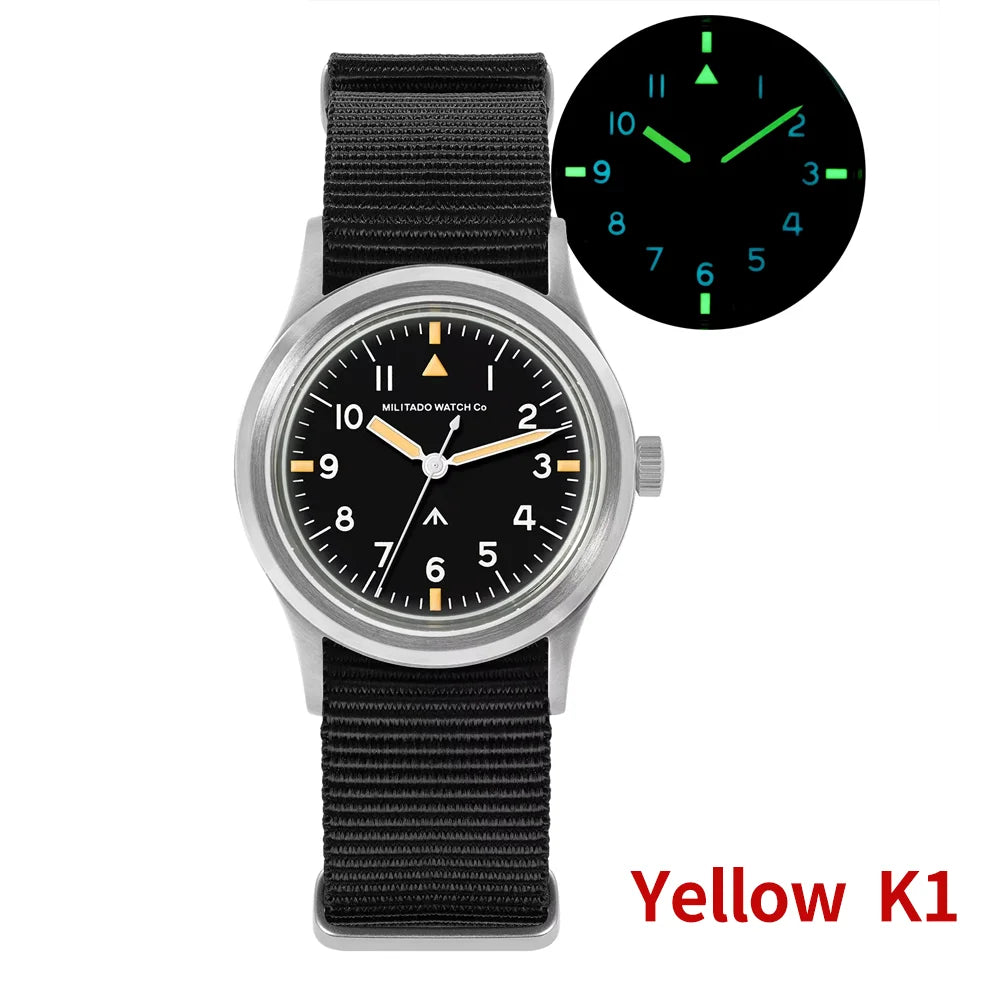 Militado New Ml14 Quartz Watches Man VH31 Sweep Movement K1 Or Sapphire 100M Waterproof Luminous 36Mm Vintage Military Watches