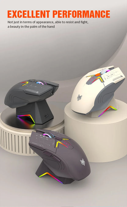 XUNSVFOX H2 Wireless Bluetooth Dual-Mode Mouse with RGB Lighting Effect for Laptop Gaming and Office, Magnetic Charging