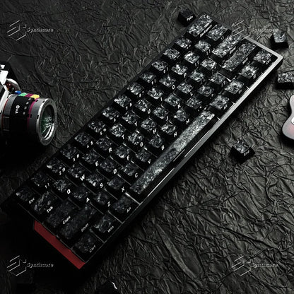 Black Carbon Fiber Translucent Cherry Keycap Kit PC 110 Key Suitable for 61/75/87/104/108 Magnetic Axis Keyboard Wooting
